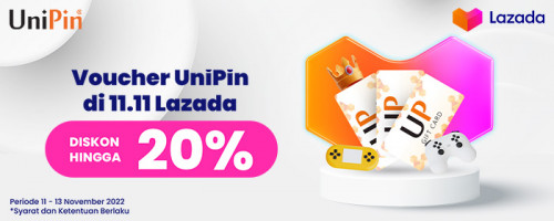Promo Diskon Hingga 20% Voucher UniPin & Voucher Games di 11.11 Lazada Bareng UniPin